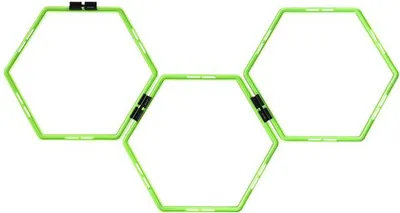 Three interconnected hexagonal frames, likely for sports or agility training.