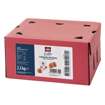 Image de Schwartau Extra Confiture de fraises en barquettes de 100 pièces de 25g chacune