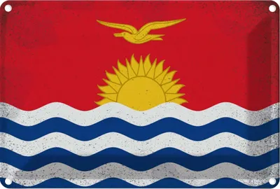 Produktbild von vianmo Blechschild 12x18 cm Kiribati Vintage Flagge Fahne Wappen