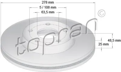 Produktbild von 2x TOPRAN Bremsscheibe 304 728 vorne für FORD FOCUS III Turnier FOCUS III 48 5mm