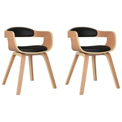 Produktbild von Esszimmerstühle 2 Stk. Schwarz Bugholz und Kunstleder