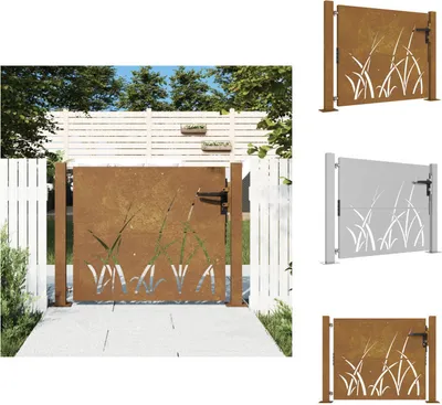 Obrázok produktu pre vidaXL Záhradná brána 105x105 cm Corten oceľ s trávnatým dizajnom - Záhradné brány