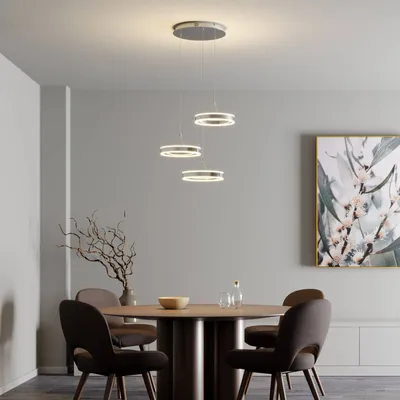 Produktbild von Lucande LED-Pendellampe Lyani, 62 cm, 3-flg., chrom, dimmbar