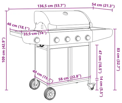 Zdjęcie produktu dla vidaXL Grill gazowy z 5 płomieniami srebrny stal nierdzewna