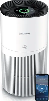 Produktbild von Brandson Luftreiniger leise, Air Purifier, Raumluftreiniger für 90 m² Räume, Allergiker H13 HEPA Filter entfernt 99,97% Viren Bakterien Allergene Staub Pollen Rauch Tierhaare