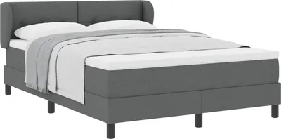 Image de vidaXL Lit boxspring avec tête de lit gris foncé 160 x 200 cm Tissu