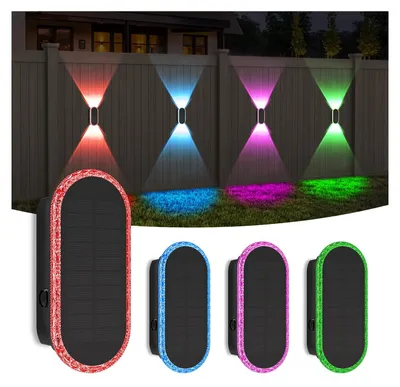 Solar-Wandleuchte 4er-Set, LED, RGB, 7 Farben, wasserdicht, Außen