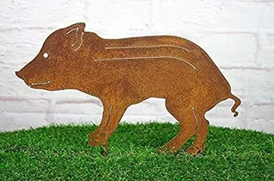 Produktbild von Baby Wildschwein Frischling Model Boris Edelrost rostige Gartendekoration Gartenstecker Gartendeko