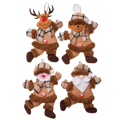 Produktbild von Heikoeco® Weihnachten Deko, Niedliche Weihnachts-Anhänger aus Filz und Strickstoff, 18 cm, Ideal für Weihnachtsbaum, Fensterdeko und Geschenke, 4 Desi