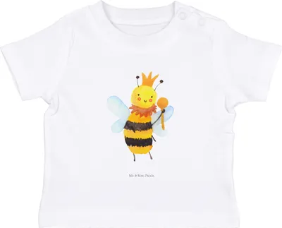 Produktbild von Mr. & Mrs. Panda Babyshirt Biene König 0. - 6. Monat - Weiß - Geschenk,  T-Shirt, Kleinkind Shirt, Öko Baby, Baumwollshirt