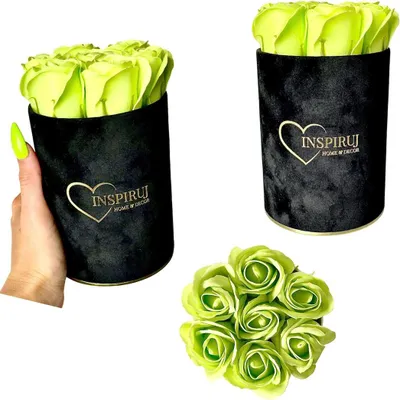 Immagine prodotto di Fioriera Inspiruj - Scatola nera con rose di sapone - N. 15 Verde