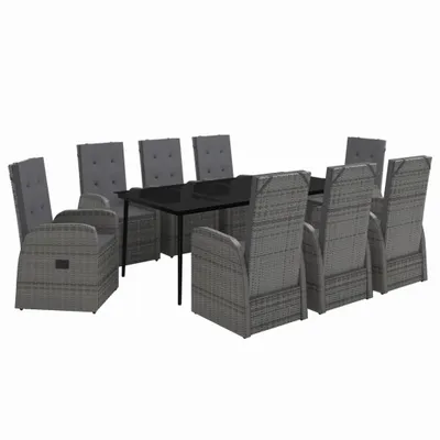 Image de salon de jardin 9 pièces avec coussins Gris