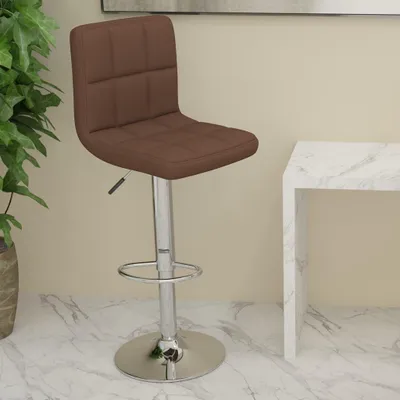 Image de Tabouret de bar "Höringen" en tissu marron. Dimensions (L/H/P) 40x111x47 cm