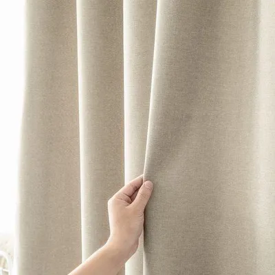 Produktbild von Ibenzoa® Duschvorhang 240 x 200 cm – stilvoller, wasserdichter & schimmelresistenter Vorhang in Leinen-Optik (Polyester), helles Kaffee, inkl. 12 Kunststoffhaken