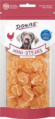 Produktbild von Dokas Dog Snack Mini Steaks Hühnerbrust 50g