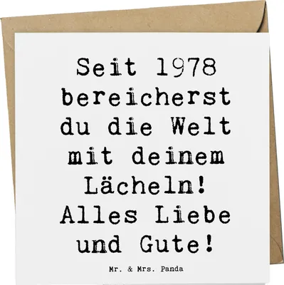 Produktbild von Mr. & Mrs. Panda doppelkarte Spruch 1978 Geburtstag - Weiß - Geschenk, Geburtstagsgeschenk, Happy Birthday, Erinnerung, Klappkarte, Alles Liebe und Gute, anlasskarte