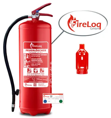 Produktbild von FireLoq 12kg Pulver Feuerlöscher für Brandklasse ABC mit 55A | 233B | C ergibt 15 LE Dauerdruck inkl. Prüfnachweis,Wandhalter und Manometer