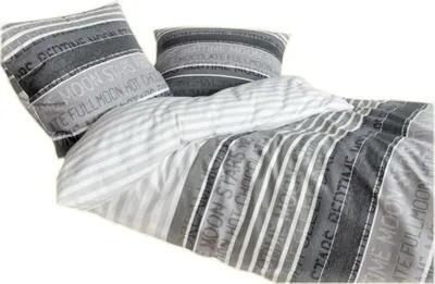 A bedding set with two pillows and a duvet cover, displayed on a white background.