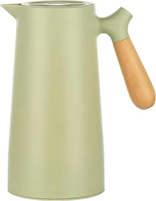 Image de Verseuse isolante 1l Verseuse thermos Poignée en bois Insert en verre