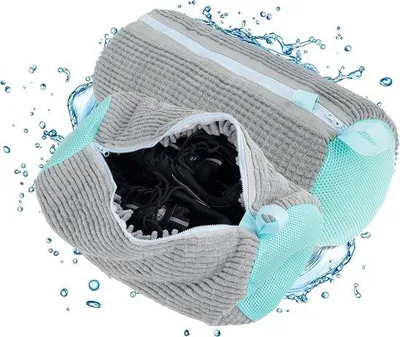 Produktbild von Famanu Schuhwaschbeutel wiederverwendbar - tragbar, mit Reißverschluss, grau