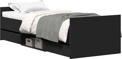 Obrázek produktu pro vidaXL Rám postele s čelem a podnožkou černý 90x190 cm