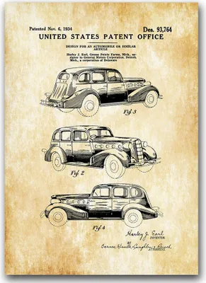 Produktbild von Poster - Canvas - Leinwand - 59,4 cm x 84,1 cm - Fotoposter - Leinwandkunst - Patent LaSalle Auto