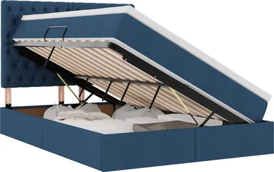 Produktbild von vidaXL LED-Speicherbett mit Matratze Blau 140 x 200 cm Stoff