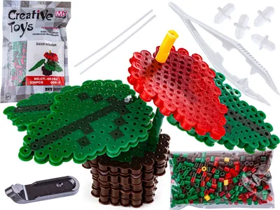 Produktbild von Bügelperlen 3D-Version, ANTURIUM-Blumenschablone, Sachet, Bügelkissen