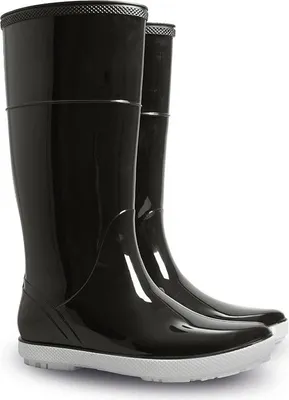 Produktbild von DEMAR Damen Mädchen Gummistiefel Regenstiefel Langschaft Gartenschuhe Boots Wasserdicht Schwarz glänzend 38