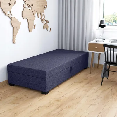 Produktbild von TAPCZANY24 - Boxspringbett Iwo 80x195x38 cm mit Schaumstoff Matratze, Bett mit Matratze, Polsterbett mit Bettkasten, Gepolstertes Einzel Bett, Schlafsofa - Dunkelgrau