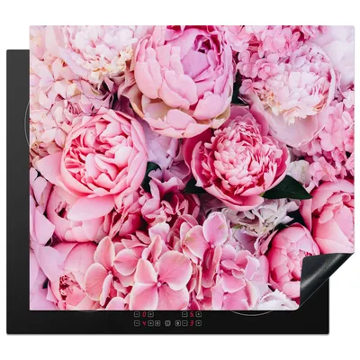 Produktbild von KitchenYeah© Herdabdeckplatte Blumen - Rosa - Rosen , 58x51cm, Küche Deko, Glaskeramikkochfeld Herdabdeckung, Abdeckplatte fùr Kochfeld
