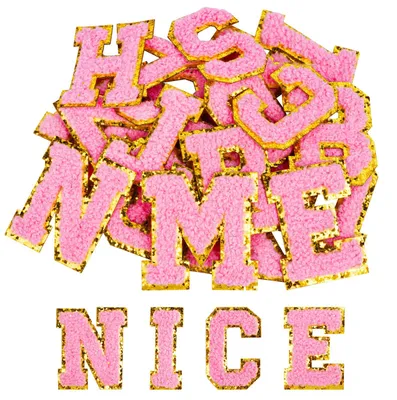 Produktbild von Selbstklebende Chenille-Buchstaben-Applikationen, 26 Stück, Buchstaben A-Z, in Rosa