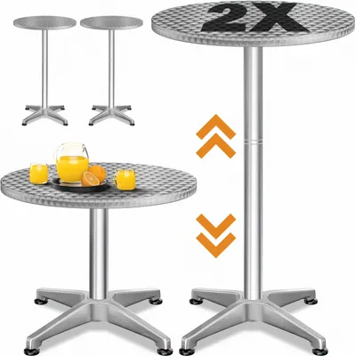 Produktbild von CASARIA® 2er Set Stehtisch Höhenverstellbar 70cm / 115cm Hoch Stabil Aluminium Rund Ø60cm Wetterfest Outdoor 2in1 Bistrotisch Biertisch Bartisch Party