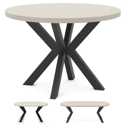 Produktbild von Runder ausziehbarer Esstisch MESA – Ø 100–176 cm – Kaschmir/Schwarz – für 6–10 Personen – Wohnzimmertisch – Metallgestell