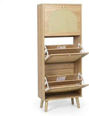 Imagen del producto de Armario para zapatos estrecho, estante para zapatos con 3 puertas, zapatero