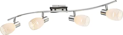 Produktbild von Globo Lighting Strahler Metall verchromt, MDF Wenge, Glas opal, satiniert, LxBxH: 830x295x160mm, exkl. 4x E14 40W 230V