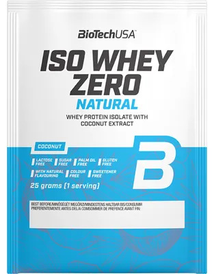 Obrázek produktu pro BioTech USA Iso Whey Zero Natural 25 g, příchuť kokos, vzorek / Proteinový prášek / Vysoce kvalitní izolát syrovátkových bílkovin s přidanými BCAA a aminokyselinami