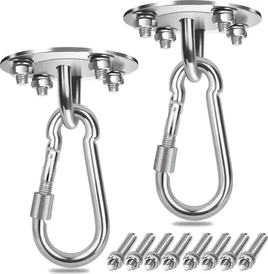 Produktbild von Riossad Deckenhaken Haengesessel 2PCS, Drehbares Edelstahl Schwerlasthaken, Traglast bis 500Kg Hakenhalter mit duebel, Betonanker Schaukel Haken fuer Haengestuhl Yoga