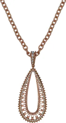 Produktbild von Steuer Modeschmuck Anhänger mit Kette Metall 62cm rot Glasstein weiß 445040022