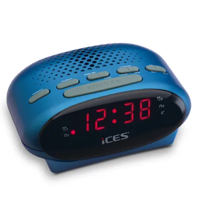 Image de Radio-réveil FM avec double alarme et affichage LED - Bleu