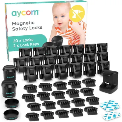 Image de Serrure magnétique pour enfants pour armoires et tiroirs, 20 pièces avec clés