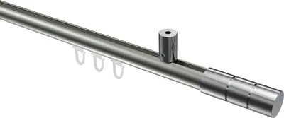 Produktbild von Interdeco Innenlaufstange / Gardinenstange mit Innenlauf Edelstahl-Optik / Chrom, Typ Sonius Elanto (Rillenzylinder) Deckenmontage, 20 mm Ø 1-läufig, 200 cm