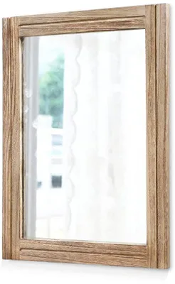 Obrázek produktu pro Rustikální obdélníkové dřevěné nástěnné zrcadlo 50 x 40 cm pro ložnice a koupelny ve venkovském stylu – dekorativní zrcadlo