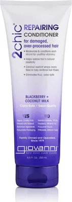 Zdjęcie produktu dla Giovanni 2chic Repairing Conditioner, Unisex, Włosy zniszczone, Włosy po zabiegu, Nawilżający, Ochrona, Naprawa, Świecący, Wygładzający, 220 ml, Tubka, Kokos