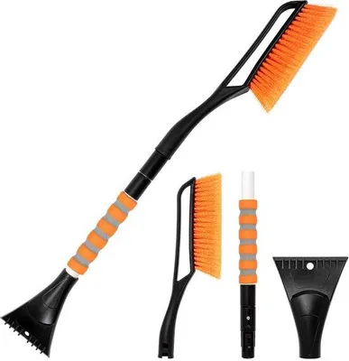 Productafbeelding van Unyqoos® Ergonomische ijskrabber en sneeuwborstel voor auto's - Telescopische steel (78–95 cm), aluminiumlegering, afneembare borstel, softgrip, ABS-mes