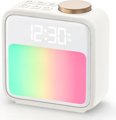 Produktbild von RGB lichtwecker digital, dual alarm, snooze funktion, naturtöne, 10 farben, aufladbar, kinder & erwachsene, usb