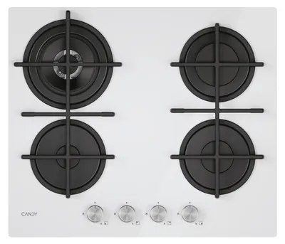 Image de Candy Moderna CVG6BR4WTW, Blanc, Encastré, 60 cm, Gaz, 4 brûleurs