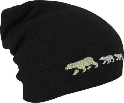 Produktbild von Longbeanie Slouch-Beanie Mütze Eisbären Eisbärfamilie 54825 Color - schwarz