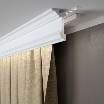 Produktbild von Mardom Deckenleiste MD137 Polyforce 55 x 96 x 2000 mm Weiß Vorhangleiste Lichtleiste