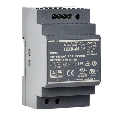 Produktbild von Hutschienen-Netzteil 60W 15V / 4A Schaltnetzgerät für DIN-Schiene TS35